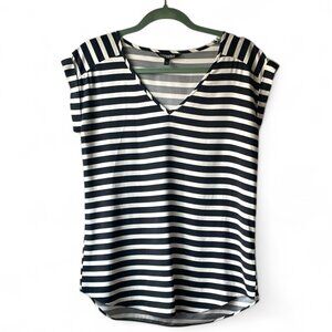 Express Gramercy Black and White Stripe V-Neck Blouse Size S